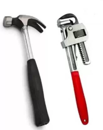 Exotic Arcade Combo of Pipe Wrench 10 Inch and Steel Pipe Claw Hammer || Heavy Duty Hand Tool Kit || Single Sided Pipe Wrench
