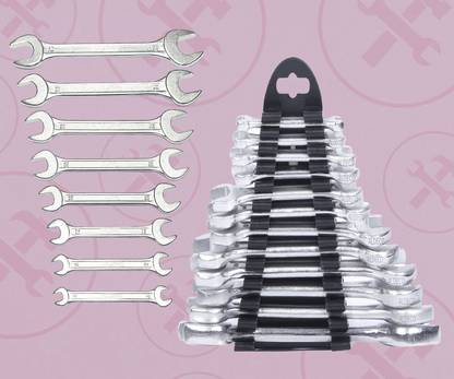 Aldeco 12PC Combination Spanner Set with 8PC Open-End Spanners for Multipurpose Use Double Sided Combination Wrench