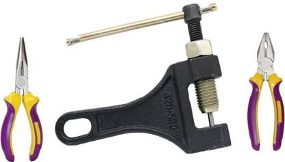 Digital Craft Combo of 3 Items Bicycle Chain Pin Remover Bike Link Breaker Splitter MTB Cycle Repair Tool Bicycle Chain Puller Link Extractor Cycling Repair with Nose Plier & Plier Single Sided Speciality