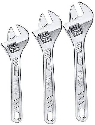 GSK Cut GSKCut Adjustable Wrench 6-inch, 8-inch, 10-inch Sizes, Rust-Resistant Sizes, Rust-Resistant, Ergonomic Grip Handle, Professional Grade Hand Tool Kit Single Sided Combination Wrench