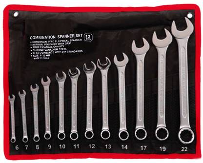 manvi Combination Spanner Set 6mm To 22 mm ,12-Piece Combination Spanner Set 6mm To 22 mm ,12-Piece Double Sided Combination Wrench