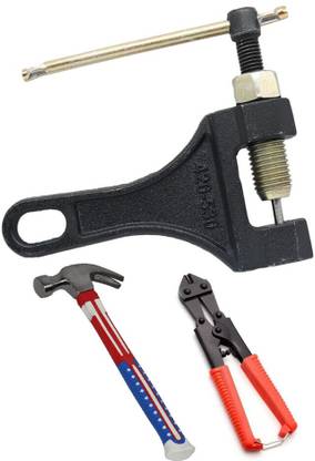 Digital Craft Combo of 3 Items Bicycle Chain Pin Remover Bike Link Breaker Splitter MTB Cycle Repair Tool Bicycle Chain Puller Link Extractor Cycling Repair with Bolt Cutter & Hammer Single Sided Speciality