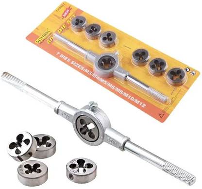 AS TOOL CENTER 8pcs Micro Tap Bit Set With Adjustable Tap Reamer Wrench Precision Threading, Double Ended For Maximum Efficiency Single Sided Speed Wrench