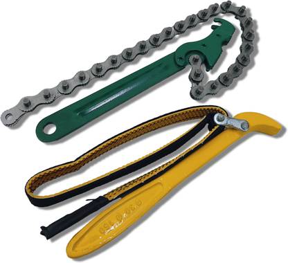 4MECH PK-FB+9" Chain Wrench, Professional Tool Double Sided Combination Wrench