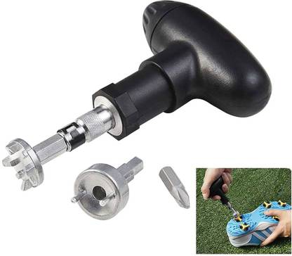 ORTIZA Portable Golf Shoes Spike Wrench Remove Replacement Tool Cleats Golf Tool Golf Shoe Spike Pro Wrench Tool with 3 Bit, Portable Golf Shoes Spike Wrench Double Sided Speciality