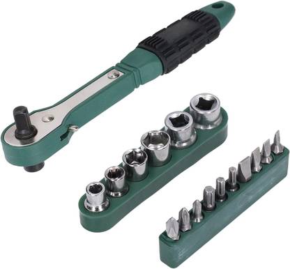 AASONS Ratchet Set, 17Pcs Wrench 1/4in Screwdriver Bit Socket Hand Tool Set Kit Quick Release Reversible, Socket Wrench, Ratchet For Bike Car Repairing Tool Double Sided Rachet Wrench