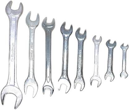 Rizmeg Double Ended Drop Forged Open-End Spanner Set 8 Wrenches for Bicycle & Multi-Purpose Use Double Sided Open End Wrench