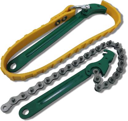 4MECH 9" Belt Wrench+9" Chain Wrench, Professional Tool Double Sided Combination Wrench