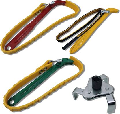 4NEX 9" Nylon Belt+9" Belt Wrench+12" Belt Wrench +3 Leg Filter Wrench, Professional Tool Double Sided Combination Wrench