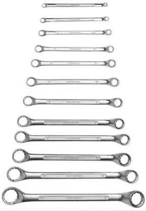 TOM /Taparia CRV Steel 6x7 to 30x32 Hardened and Tempered 12 Pcs. Ring Spanner Set Home and Professional Use Chrome Vanadium Steel Double Sided Combination Wrench
