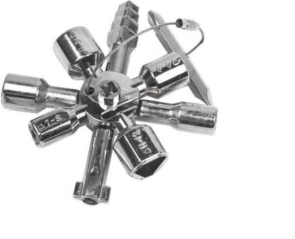 NITYA Multi Functional Keys, 10 in 1 Utilities Keys Panel Key Triangle Key for Electric Water Gas Meter Box Cabinet Tap Metal Tool Double Sided Combination Wrench