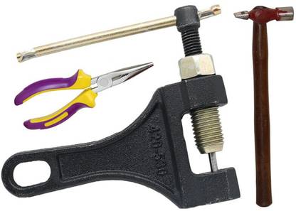 Digital Craft Combo of 3 Items Bicycle Chain Pin Remover Bike Link Breaker Splitter MTB Cycle Repair Tool Bicycle Chain Puller Link Extractor Cycling Repair with Nose Plier & Hammer Single Sided Speciality