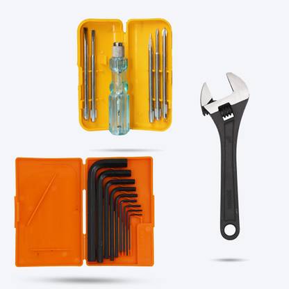 Hillgrove HGCM445M1 8" inch Adjustable Wrench with 5in1 Screwdriver Set and Allen Key Set HGCM445M1 8" inch Adjustable Wrench with 5in1 Screwdriver Set and Allen Key Set Single Sided Open End Wrench
