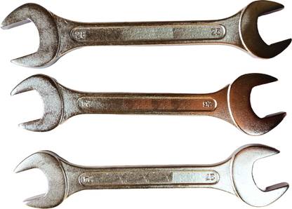 TOM 24x27 + 24x26 + 25x28 mm Heavy Duty Hardened and Tempered Double Sided Open End Wrench
