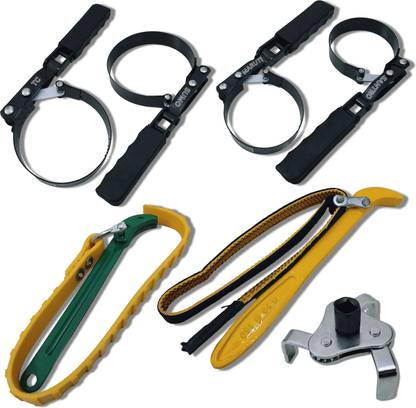 4MECH 4-Ring Filter Wrench+PK-FB+9" Belt Wrench+3 Leg Filter Wrench Double Sided Combination Wrench