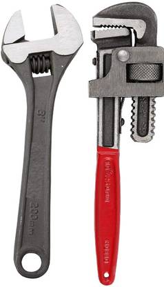 Sitrus Combo Pack of 2 | 12-Inch Heavy-Duty Pipe Wrench & 10-Inch Adjustable Wrench 12 inch pipe wrench with 10 inch adjustable wrench with heavy quality Single Sided Pipe Wrench