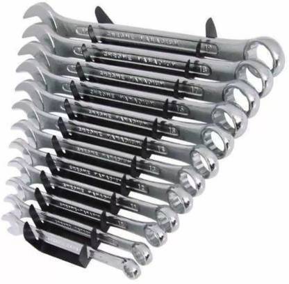 shopsy m-12 , 12 PCS Combination Wrench Set Double Sided Chrome Matte Finish Shallow Offset BI Ring Spanner Set (Pack of 12 PCS) Double Sided Combination Wrench (Pack of 12) Double Sided Combination Wrench