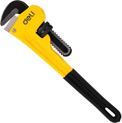 Deli 14’’ Cr-Mo Carbon steel Adjustable Pipe Wrench for Heavy-Duty Plumbing 48mm Single Sided Pipe Wrench