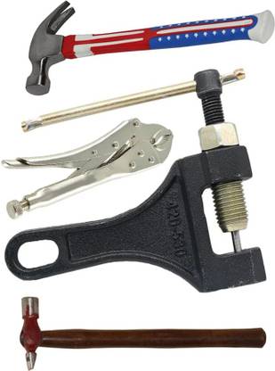 Digital Craft Combo of 4 Items Bicycle Chain Pin Remover Bike Link Breaker Splitter MTB Cycle Repair Tool Bicycle Chain Puller Link Extractor Cycling Repair with Lock Plier Hammer & Hammer 2 Single Sided Speciality