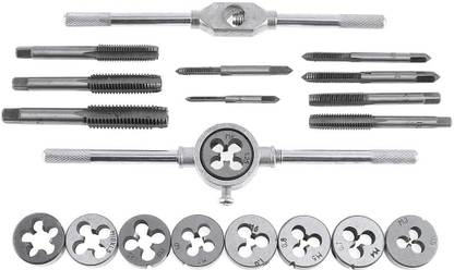 uptodatetools 20 PCS Tap and Die Set - Metric Size M3, M4, M5, 20 Pcs Metric Tap & Die Set M3 to M12 Single Sided T Type Wrench