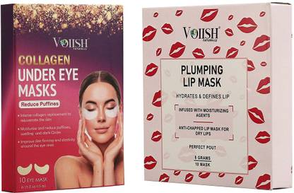 VOIISH Under Eye Mask (10 Pair) With Lip Mask Crack (Combo) All Skin Type Wrinkle Eye & Face Eraser