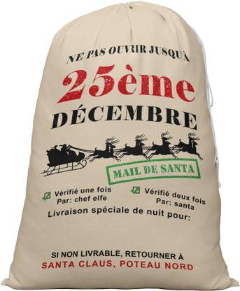 Printtoo 2 Pcs Large Santa Sacks with Drawstring Canvas Xmas Gifts Bag for Kids Christmas Christmas Sack