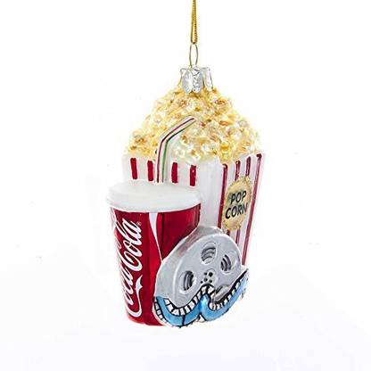 Kurt Adler Kurt S. Adler 3.25" Coca Cola At The Movies Glass Ornament Hanging Ornaments Pack of 1