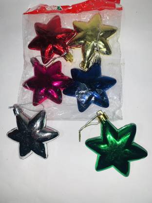 ASLAN Plastic stars for Christmas tree decoration (pack of 6) Hanging Star Pack of 6