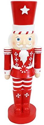 Sunnydaze Alfonso The Noble Christmas Nutcracker Statue 36 Inches Tall With Candy Cane Hanging Candy Cane Pack of 1