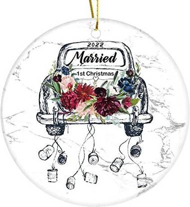 Wohaixo 1St First Christmas Married Ornament Married Gift For Him Couple Presents Hanging Ornaments Pack of 1