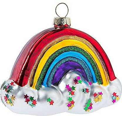 Hengsingma 2 Pack Glass Rainbow Christmas Ornaments For Decorations Miniature Christmas Tree Pack of 1