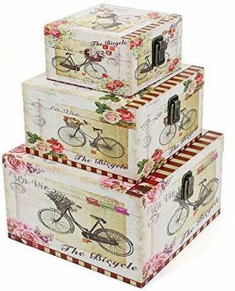 Jolitac Wooden Storage Box Set Of 3 Vintage Decorative Boxes With Lid Home Decor Wood Hanging Ornaments Pack of 1