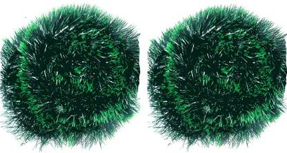 hafenhaus Christmas Tree Decoration Items | Xmas Tinsel Ribbon | Heavy Green 2 Garland cc Tinsel Pack of 2