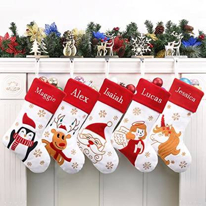 Caraknots Personalized Christmas Stockings Set Of 5 Monogrammed Custom Christmas Hanging Ornaments Pack of 1