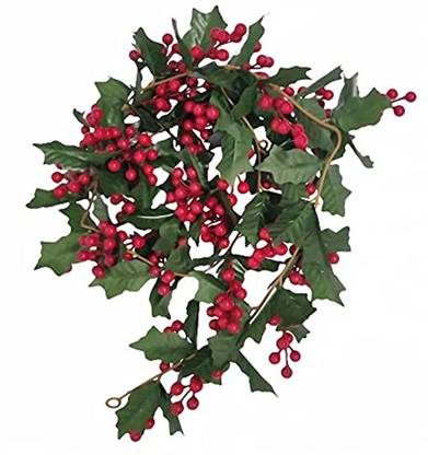 Scannay Christmas Garland Holly Leaves And Red Berries 5.6 Ft Artificial Winter Garlands Pack of 1