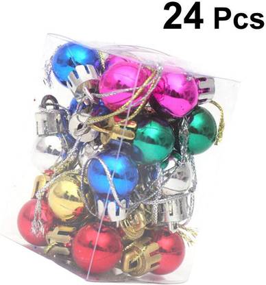 HOIVA (Set of 24) Multi Colour Balls Hanging Ornament for X-Mas Tree Hanging Ornaments Pack of 1