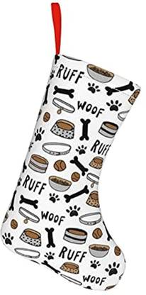 Jkld Cute Dog Bowls White Bone Food Bowl Pet Design Christmas Stockings 10 Inch Hanging Ornaments Pack of 1