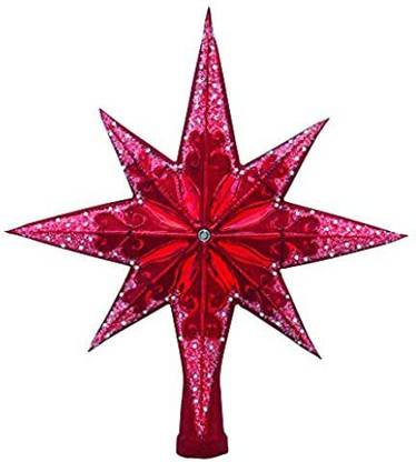 Christopher Radko Hand Crafted European Glass Christmas Decorative Finial Tree Topper Ruby Topper Ornaments Pack of 1