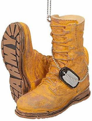 Midwest CBK LLC Midwest Cbk Army Boot Military Brown Resin Stone 3 X 3 Christmas Decorative Hanging Ornaments Pack of 1
