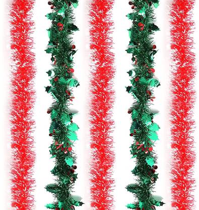 ABOUT SPACE Tinsel StringMetre Shiny Sparkling Christmas Tinsel String Hanging Decoration Tinsel Pack of 5