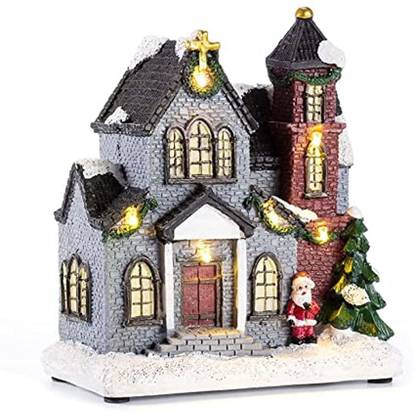 Innodept12 Christmas Church Village Lit House Led Lighted Christmas Collectible Buildings LED Garland Pack of 1