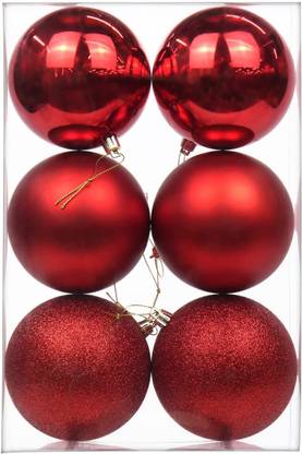 Smizzy Christmas Big Ball Ornaments (Pack of 6 with 3 Different Patterns)Tree Balls Balls Pack of 6