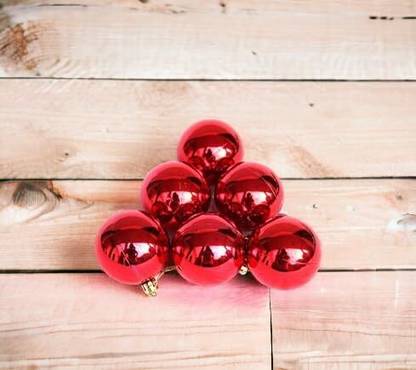 सेसनबाय छोटे लाल बॉल्स स्मॉल रेड बॉल्स फॉर क्रिसमस ट्री होम डेकोरेटिव बॉल - 12 g