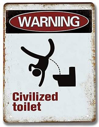 Artoukny Funny Bathroom Sign Warning Sign Retro Restroom Wall Decor ...