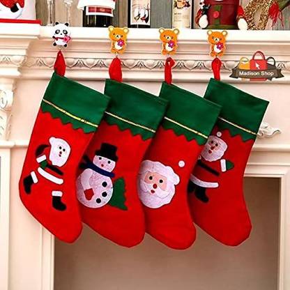prisma collection Large Size 2 Pcs Santa Claus Socks for Christmas Tree Party Decoration Hanging Hanging Ornaments Pack of 2