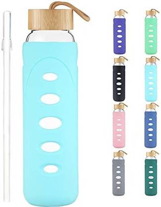 Shbrifa 32 Oz Glass Water Bottle With Straw And Silicone Sleeve Reusable Wide Mouth Hanging Ornaments Pack of 1