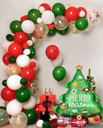 Nayugic Christmas Decoration , Xmas Tree Foil, Balloon and Arch Combo Garlands Pack of 42