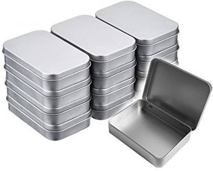 Walkingpround 12 Pack Empty Tin Box Storage Containers Metal Silver Rectangular For Candy Hanging Candy Cane Pack of 1