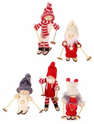 Amosfun Christmas Figurine Holiday Wooden Figure Miniature Ski Doll Ornament Gift Angel Figurine Pack of 1