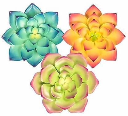 Bargain Heroes Large 14" Metal Flower Decor Metal Sculptures Outdoor Garden Hanging Floral Hanging Ornaments Pack of 1